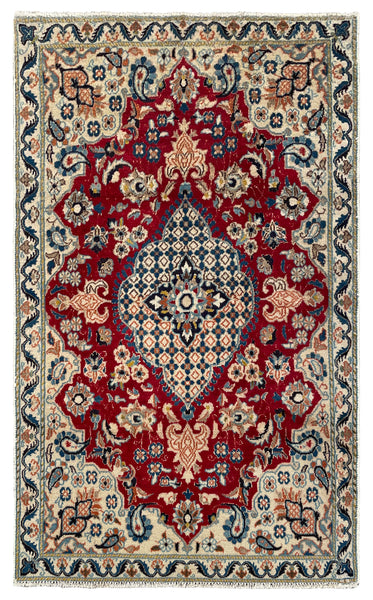 26867 - Nain Hand-knotted Persian Rug/Carpet Traditional Authentic/ Size: 4'5" x 2'8"