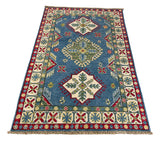 26999-Kazak Hand-Knotted/Handmade Afghan Rug/Carpet Tribal/Nomadic Authentic/ Size: 4'9" x 3'2"