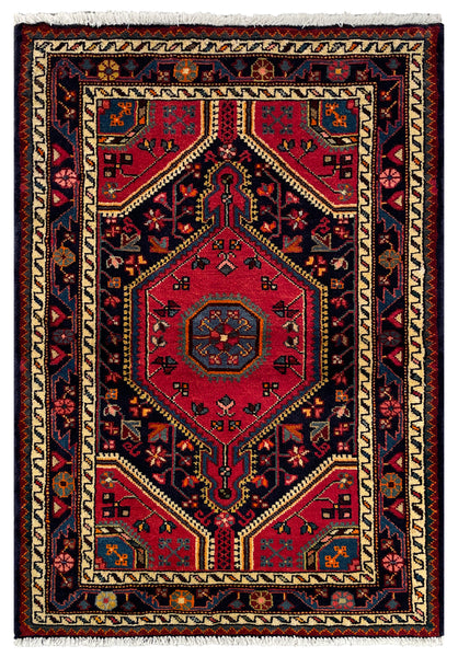 26889-Hamadan Hand-Knotted/Handmade Persian Rug/Carpet Tribal/Nomadic Authentic/ Size: 3'9" x 2'7"