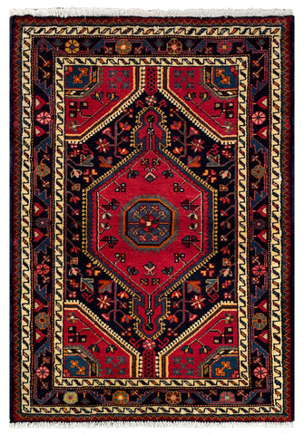 26889-Hamadan Hand-Knotted/Handmade Persian Rug/Carpet Tribal/Nomadic Authentic/ Size: 3'9" x 2'7"