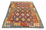 26976- Kelim Hand-Woven/Flat Weaved/Handmade Afghan /Carpet Tribal/Nomadic Authentic/Size: 6'5" x 4'9"