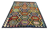 26977- Kelim Hand-Woven/Flat Weaved/Handmade Afghan /Carpet Tribal/Nomadic Authentic/Size: 6'5" x 4'9"