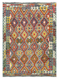 26974- Kelim Hand-Woven/Flat Weaved/Handmade Afghan /Carpet Tribal/Nomadic Authentic/Size: 6'7" x 4'9"