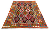 26975- Kelim Hand-Woven/Flat Weaved/Handmade Afghan /Carpet Tribal/Nomadic Authentic/Size: 6'2" x 4'8"