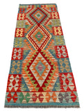 26942- Kelim Hand-Woven/Flat Weaved/Handmade Afghan /Carpet Tribal/Nomadic Authentic/Size: 6'6" x 2'6"