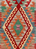 26942- Kelim Hand-Woven/Flat Weaved/Handmade Afghan /Carpet Tribal/Nomadic Authentic/Size: 6'6" x 2'6"