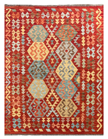 26968- Kelim Hand-Woven/Flat Weaved/Handmade Afghan /Carpet Tribal/Nomadic Authentic/Size: 6'6" x 4'10"