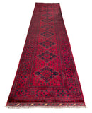 26911-Khal Mohammad Hand-Knotted/Handmade Afghan Rug/Carpet Traditional/Authentic/Size: 12'7" x 2'9"