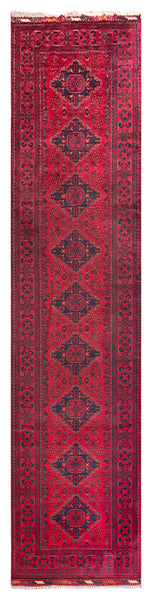 26912-Khal Mohammad Hand-Knotted/Handmade Afghan Rug/Carpet Traditional/Authentic/Size: 12'8" x 2'10"