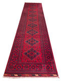 26912-Khal Mohammad Hand-Knotted/Handmade Afghan Rug/Carpet Traditional/Authentic/Size: 12'8" x 2'10"