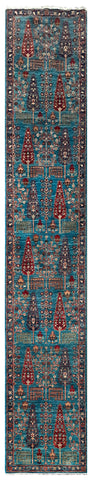 26897- Royal Chobi Ziegler Afghan Hand-Knotted Contemporary/Traditional/Size: 13'8" x 2'6"