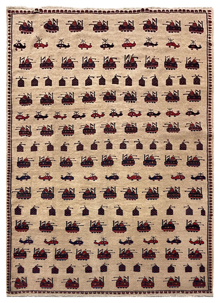 26779- Balutch War Rug/ Persian Hand-knotted Authentic/Nomadic/Tribal Rug/Carpet/ Size: 9'9" x 6'11"