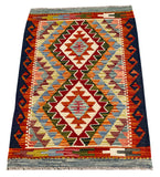 26018- Kelim Hand-Woven/Flat Weaved/Handmade Afghan /Carpet Tribal/Nomadic Authentic/Size: 2'11" x 2'0"