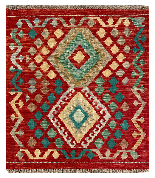 26020- Kelim Hand-Woven/Flat Weaved/Handmade Afghan /Carpet Tribal/Nomadic Authentic/Size: 3'0" x 2'6"