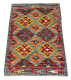 26023- Kelim Hand-Woven/Flat Weaved/Handmade Afghan /Carpet Tribal/Nomadic Authentic/Size: 2'11" x 2'0"