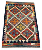 26028- Kelim Hand-Woven/Flat Weaved/Handmade Afghan /Carpet Tribal/Nomadic Authentic/Size: 2'11" x 2'0"