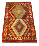 26033- Kelim Hand-Woven/Flat Weaved/Handmade Afghan /Carpet Tribal/Nomadic Authentic/Size: 2'11" x 2'0"