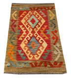 26035- Kelim Hand-Woven/Flat Weaved/Handmade Afghan /Carpet Tribal/Nomadic Authentic/Size: 2'11" x 2'0"