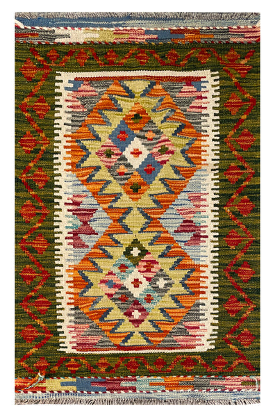 26037- Kelim Hand-Woven/Flat Weaved/Handmade Afghan /Carpet Tribal/Nomadic Authentic/Size: 3'2" x 2'0"