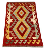 26040- Kelim Hand-Woven/Flat Weaved/Handmade Afghan /Carpet Tribal/Nomadic Authentic/Size: 2'11" x 2'0"