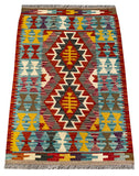 26043- Kelim Hand-Woven/Flat Weaved/Handmade Afghan /Carpet Tribal/Nomadic Authentic/Size: 2'11" x 2'0"