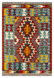 26043- Kelim Hand-Woven/Flat Weaved/Handmade Afghan /Carpet Tribal/Nomadic Authentic/Size: 2'11" x 2'0"