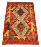 26044- Kelim Hand-Woven/Flat Weaved/Handmade Afghan /Carpet Tribal/Nomadic Authentic/Size: 3'0" x 2'2"