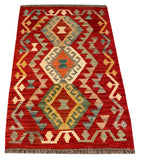 26047- Kelim Hand-Woven/Flat Weaved/Handmade Afghan /Carpet Tribal/Nomadic Authentic/Size: 3'1" x 2'1"