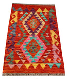 26049- Kelim Hand-Woven/Flat Weaved/Handmade Afghan /Carpet Tribal/Nomadic Authentic/Size: 3'0" x 2'2"