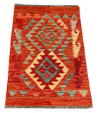 26054- Kelim Hand-Woven/Flat Weaved/Handmade Afghan /Carpet Tribal/Nomadic Authentic/Size: 2'11" x 2'0"