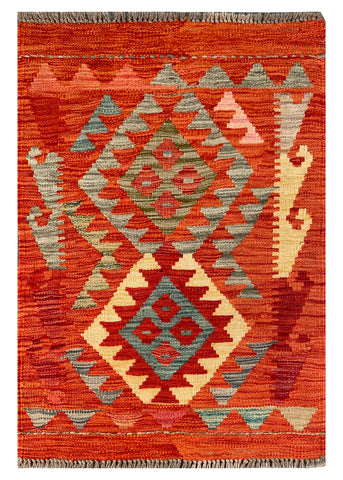 26054- Kelim Hand-Woven/Flat Weaved/Handmade Afghan /Carpet Tribal/Nomadic Authentic/Size: 2'11" x 2'0"