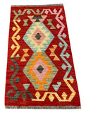 26056- Kelim Hand-Woven/Flat Weaved/Handmade Afghan /Carpet Tribal/Nomadic Authentic/Size: 2'11" x 1'9"