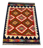 26060- Kelim Hand-Woven/Flat Weaved/Handmade Afghan /Carpet Tribal/Nomadic Authentic/Size: 2'11" x 2'0"