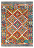 25886- Kelim Hand-Woven/Flat Weaved/Handmade Afghan /Carpet Tribal/Nomadic Authentic/Size: 4'1" x 2'8"