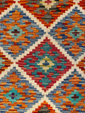 25886- Kelim Hand-Woven/Flat Weaved/Handmade Afghan /Carpet Tribal/Nomadic Authentic/Size: 4'1" x 2'8"