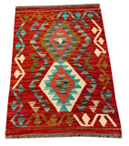 26066- Kelim Hand-Woven/Flat Weaved/Handmade Afghan /Carpet Tribal/Nomadic Authentic/Size: 2'11" x 2'2"