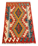 26071- Kelim Hand-Woven/Flat Weaved/Handmade Afghan /Carpet Tribal/Nomadic Authentic/Size: 2'11" x 2'0"