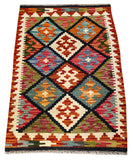 26072- Kelim Hand-Woven/Flat Weaved/Handmade Afghan /Carpet Tribal/Nomadic Authentic/Size: 3'1" x 2'2"