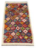 26074- Kelim Hand-Woven/Flat Weaved/Handmade Afghan /Carpet Tribal/Nomadic Authentic/Size: 3'4" x 1'11"