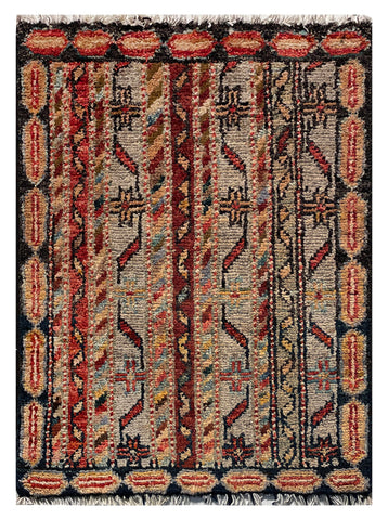 26322-Chobi Ziegler Hand-Knotted/Handmade Afghan Rug/Carpet Modern Authentic/Size: 1'9" x 1'4"