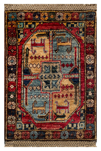 26654 - Chobi Hand-Knotted/Handmade Afghan Tribal/Nomadic Authentic/Size: 2'0" x 1'3"