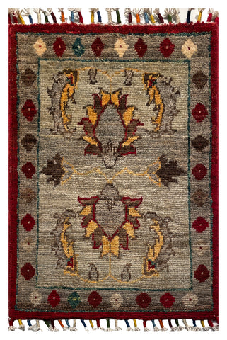 26323-Chobi Ziegler Hand-Knotted/Handmade Afghan Rug/Carpet Modern Authentic/Size: 2'0" x 1'3"