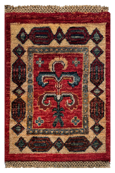 26659 - Chobi Hand-Knotted/Handmade Afghan Tribal/Nomadic Authentic/Size: 2'0" x 1'3"