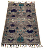 26326-Chobi Ziegler Hand-Knotted/Handmade Afghan Rug/Carpet Modern Authentic/Size: 2'0" x 1'3"