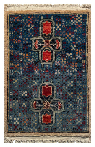 26324-Chobi Ziegler Hand-Knotted/Handmade Afghan Rug/Carpet Modern Authentic/Size: 2'2" x 1'4"