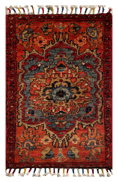 26325-Chobi Ziegler Hand-Knotted/Handmade Afghan Rug/Carpet Modern Authentic/Size: 1'9" x 1'2"