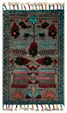 26321-Chobi Ziegler Hand-Knotted/Handmade Afghan Rug/Carpet Modern Authentic/Size: 2'1" x 1'2"