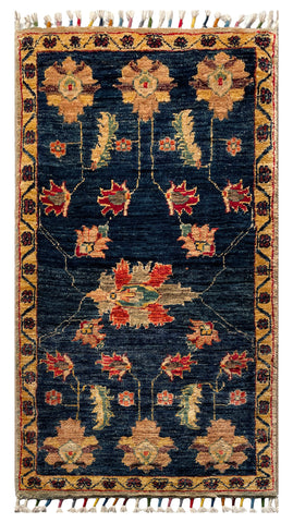 26500-Chobi Ziegler Hand-Knotted/Handmade Afghan Rug/Carpet Modern Authentic/Size: 3'2" x 1'7"