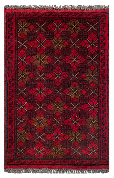 26462 - Khal Mohammad Afghan Hand-Knotted Authentic/Traditional/Rug/Size: 2'1" x 1'3"