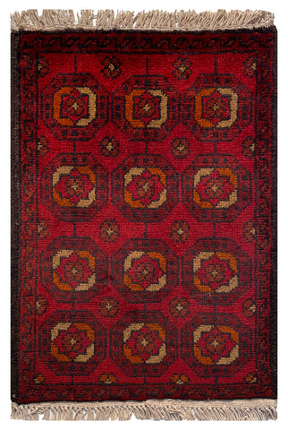 26471- Khal Mohammad Afghan Hand-Knotted Authentic/Traditional/Rug/Size: 2'1" x 1'3"